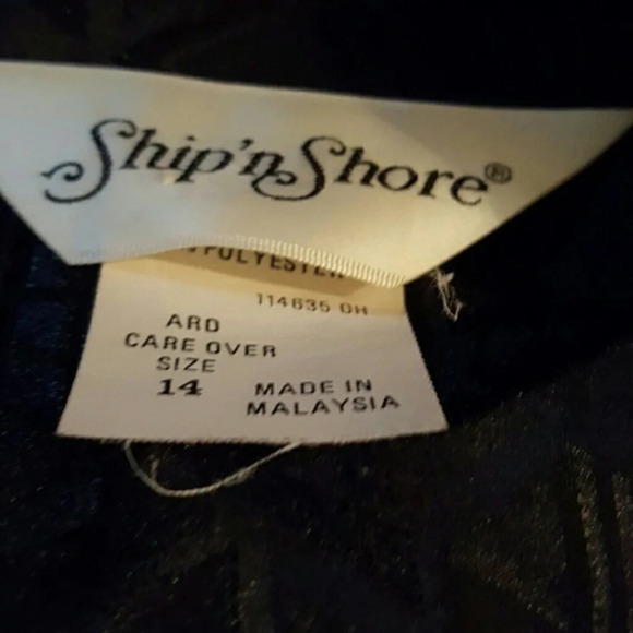 Vintage Ship N Shore black button down blouse 14 - Picture 2 of 9